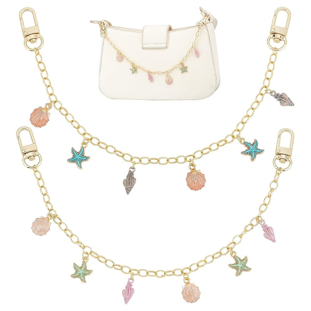 PH PandaHall 2 Colors 12.6" Decorative Bag Chains Ocean Theme Purse Strap Extender Shell Starfish... | Amazon (US)