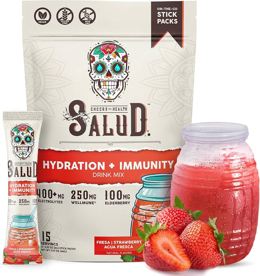Salud 2-in-1 Hydration Packets + Immunity Electrolytes Powder, Strawberry - Fresca Agua Fresca Dr... | Amazon (US)