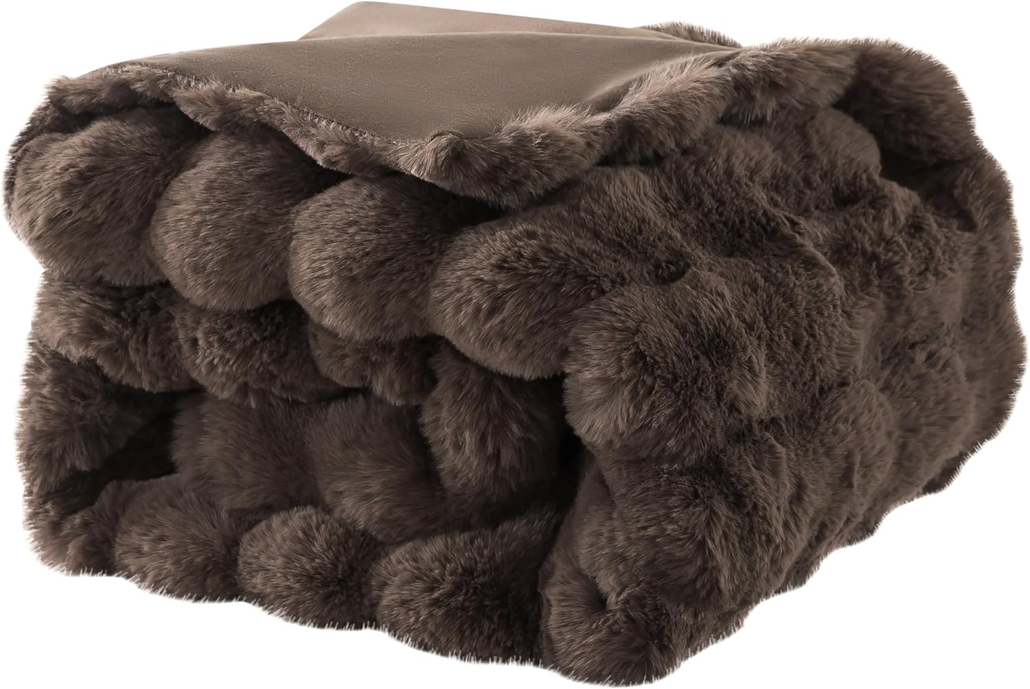 WDCOZY Luxury Bubble Throw Blanket, Brown Faux Rabbit Fur Mink Plush Throw for Couch Sofa Bed, Su... | Amazon (US)