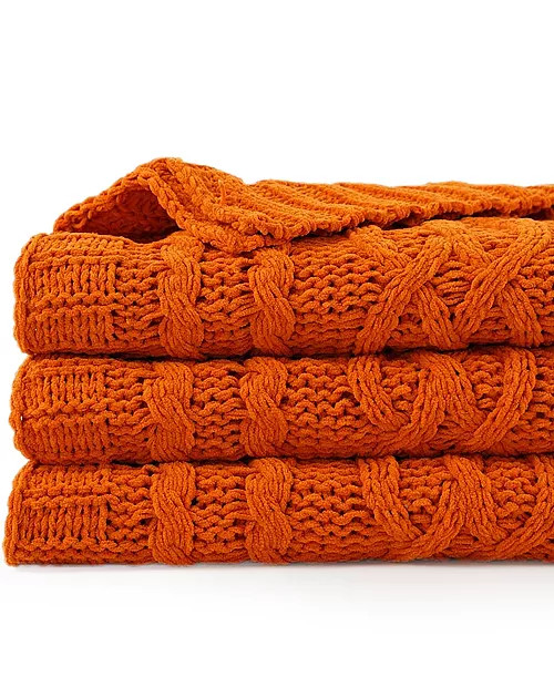 Battilo Lifestyle Cable Knit Chenille Throw, 51" x 67" - Macy's | Macy's