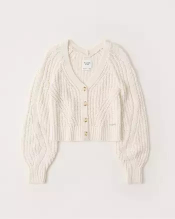 Puff Sleeve Cropped Cardigan | Abercrombie & Fitch (US)
