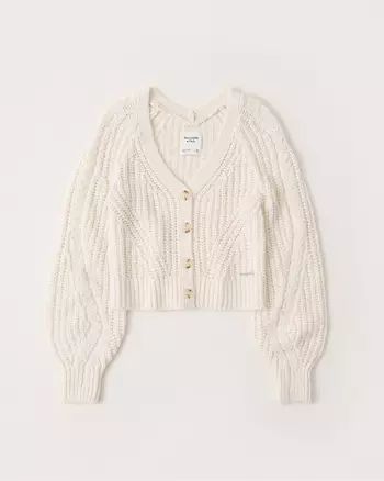 Puff Sleeve Cropped Cardigan | Abercrombie & Fitch (US)