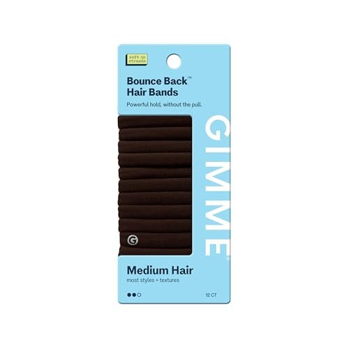 Gimme Beauty Medium Hair Bands - Patent-Pending Seamless Nylon & Spandex Ties for All Hair Types - No-Snag, Zero-Dent Ponytail Holders - Everyday-Wear Tie - Dark Brown, 12 Pack | Amazon (US)