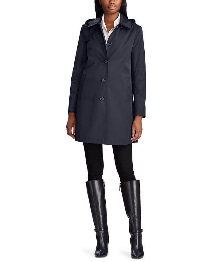 Lauren Ralph Lauren Hooded Single-Breasted A-Line Raincoat, Created for Macy's & Reviews - Coats ... | Macys (US)