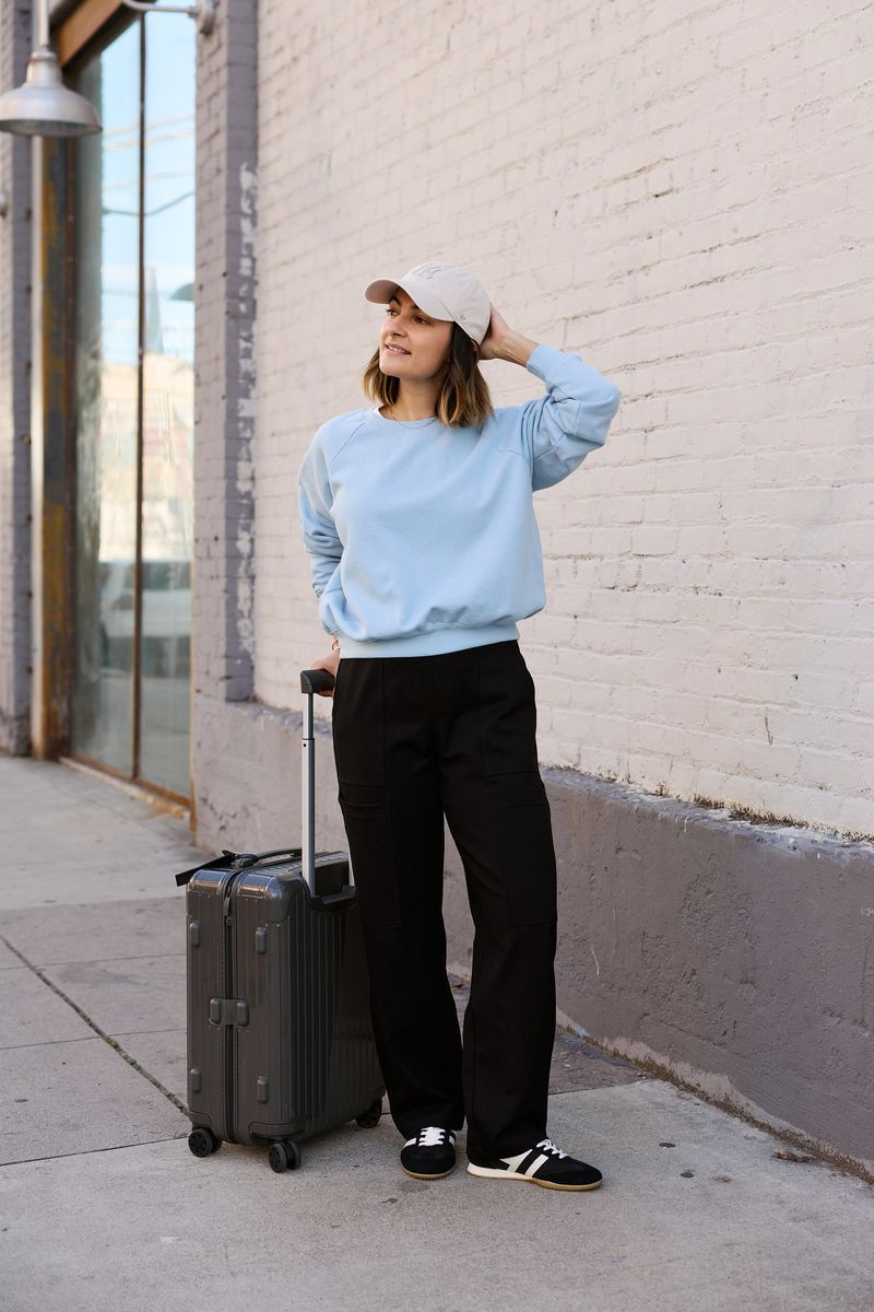 A casual but elevated travel outfit idea featuring the softest Heritage Sweatshirts from Evereve!   

 #LTKootd #LTKSeasonal #LTKTravel