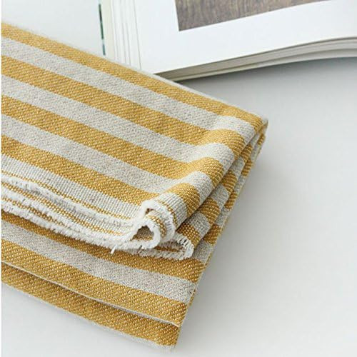 Linen Cotton Fabric Stripe Fabric by The Yards 110cm Cozy Mustard Yellow Stripe | Amazon (US)