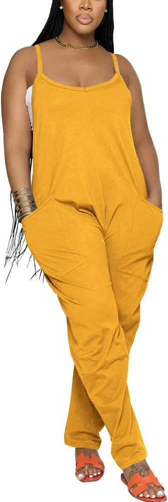 Nimsruc Womens Jumpsuits Casual Summer Rompers Sling Sleeveless Loose Baggy Overalls Jumpers With... | Amazon (US)