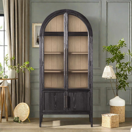 QUACOMFOR Retro Simple Black Solid Wood Bookcase