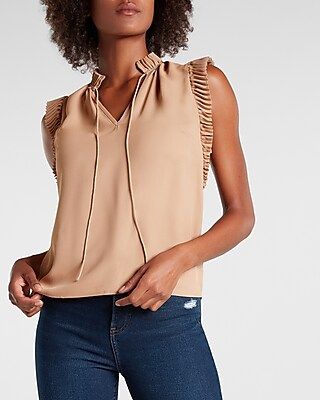Pleated Mock Neck Top | Express