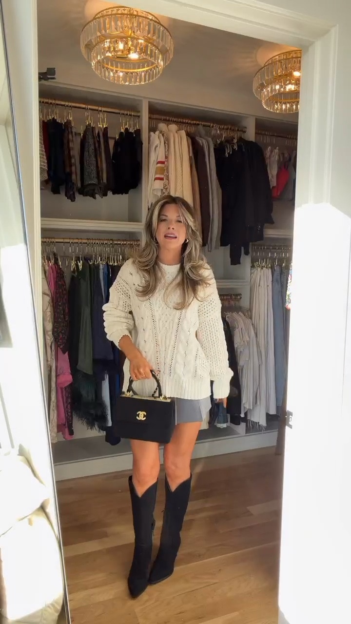 Girls night fall outfit chunky sweater and mini skort with boots

Wearing my usual smalls

Date night
Fall 
Transitional
White sweater
Chunky knit
Pleated skort
Black boots
Nighty

#LTKStyleTip #LTKSeasonal #LTKFindsUnder100