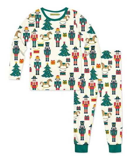 Millie Loves Lily Cream & Green Christmas Dreams Pajama Set - Toddler & Kids | Zulily
