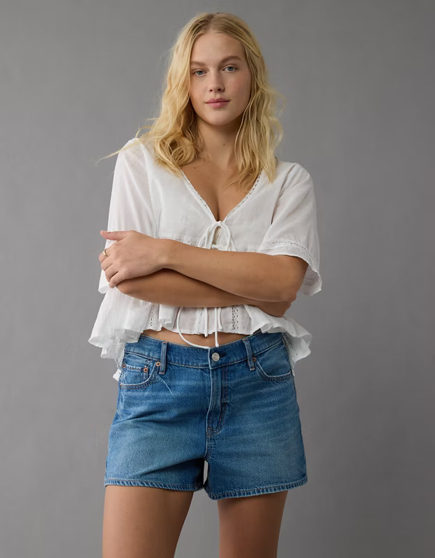 AE Strigid Super High-Waisted Relaxed Denim Short | American Eagle Outfitters (US & CA)