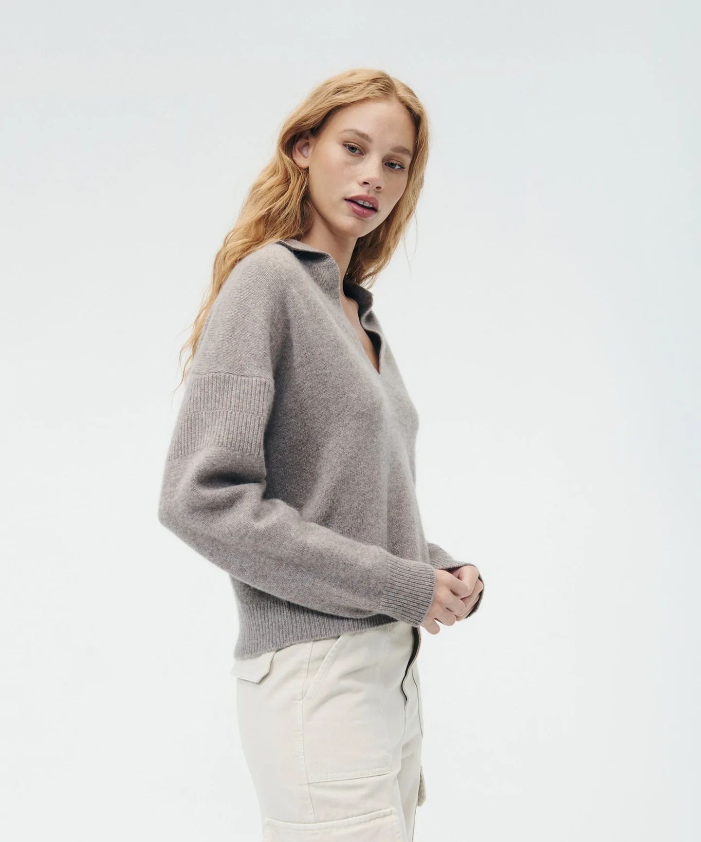Recycled Cashmere Open Neck Polo | NAADAM