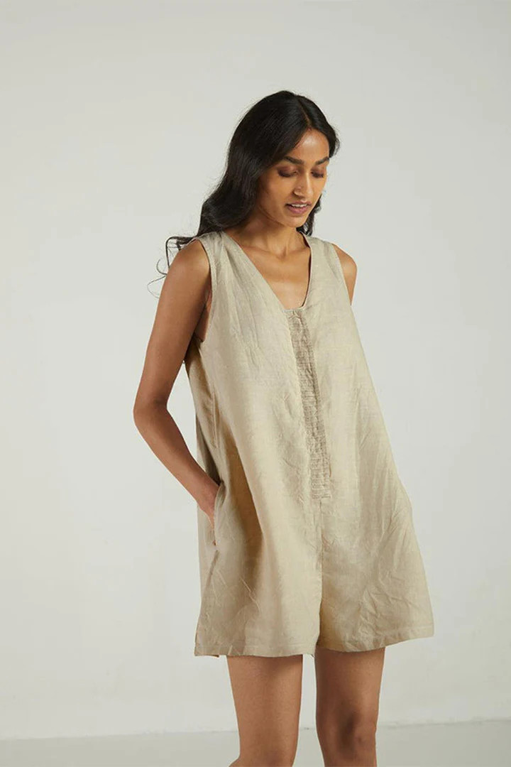 Romp and Play Romper In Sand Beige | Reistor