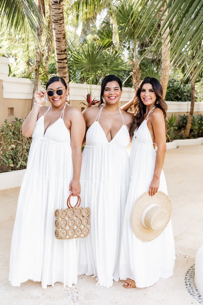 Daybreak Skyline White Halter Maxi Dress | Pink Lily