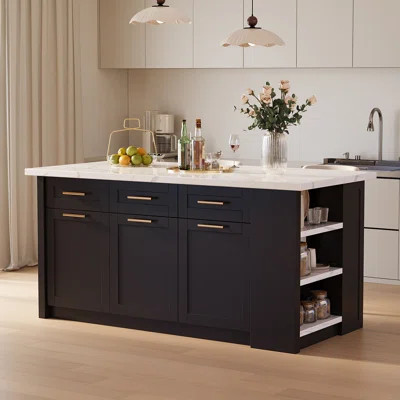 72" Modern Style Kitchen Islands With Multi-Storage | Wayfair North America