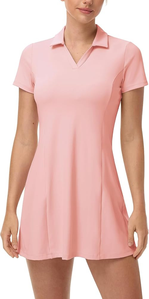 YSENTO Women's Tennis Golf Dress Build in Shorts with Pockets V Neck Collar Stretch Athletic Acti... | Amazon (US)