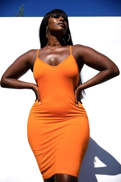 Rebdolls Essential Strappy Bodycon Mini Dress - Orange | Rebdolls