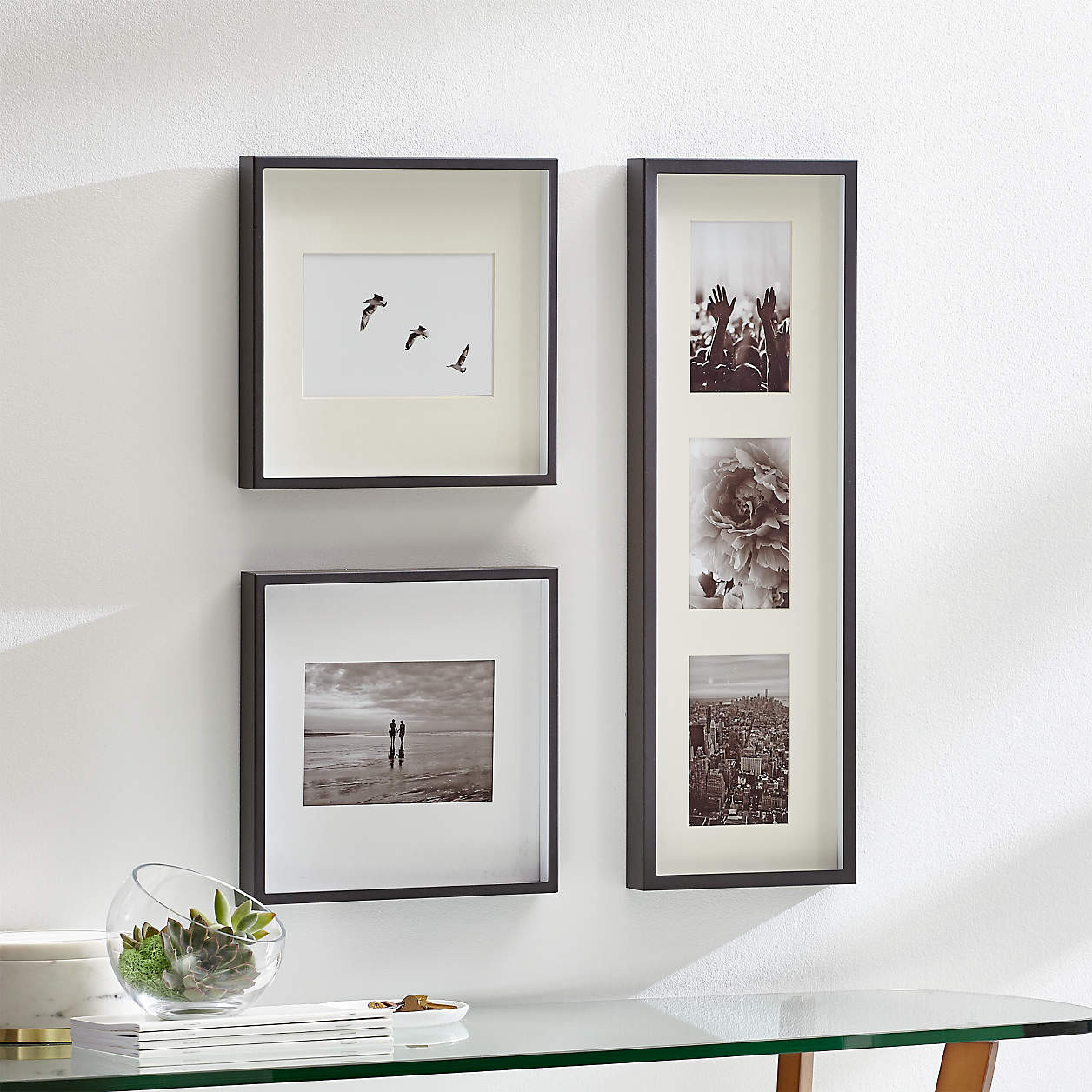 Brushed Black Picture Frame Gallery, Set of 3 + Reviews | Crate & Barrel | Crate & Barrel