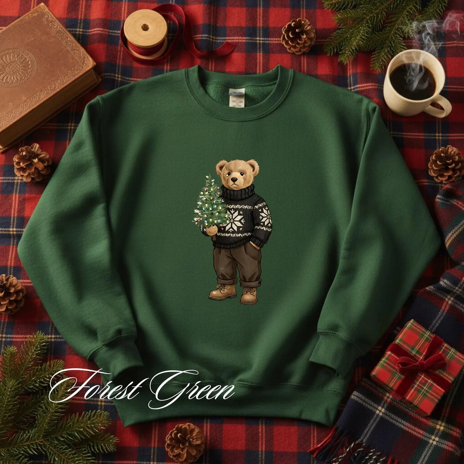 Christmas Teddy Bear Sweatshirt, Heritage Holiday Crewneck, Cozy Winter Gift, Preppy Aesthetic Co... | Etsy (US)