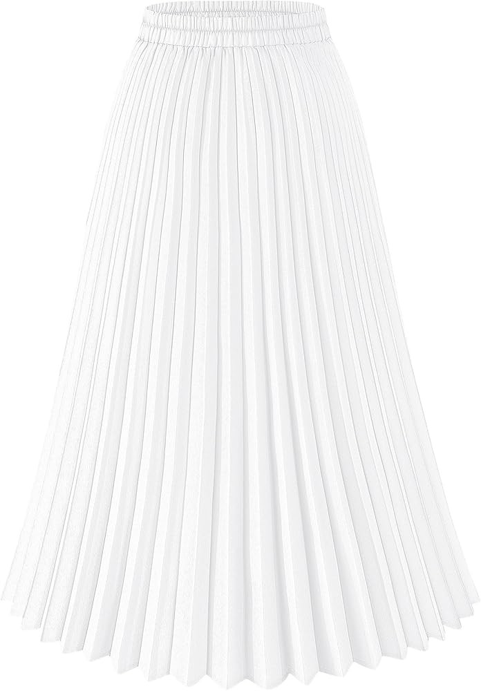 Basoteeuo Womens Skirt Leopard Print Midi Long Shirring Pleated Skirts High Waisted A Line Skirts | Amazon (US)