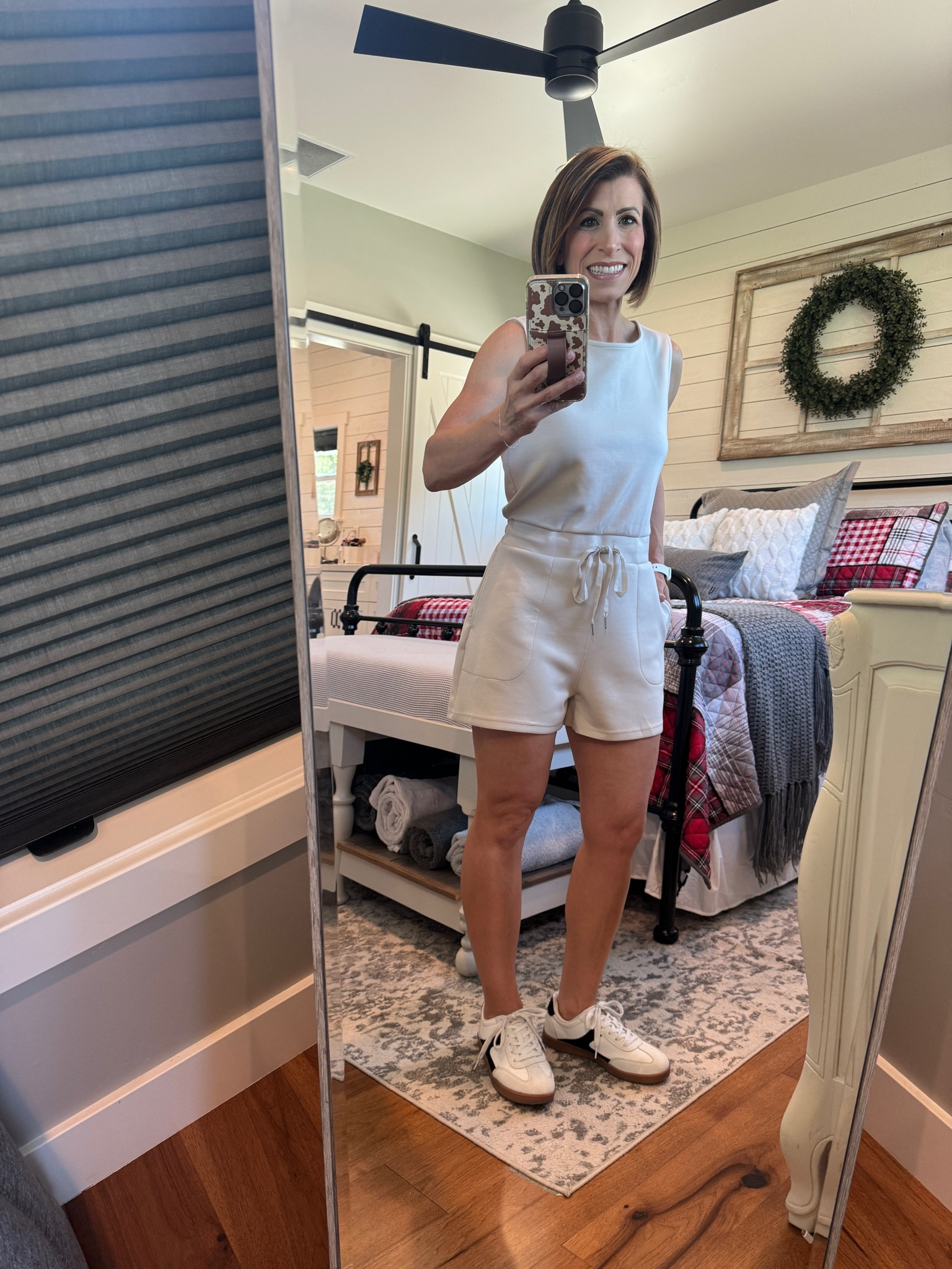 Another great romper/jumpsuit - love this color! Such great neutral - dressy but casual - fits TTS - wearing a small 

#LTKFindsUnder50 #LTKOver40 #LTKActive