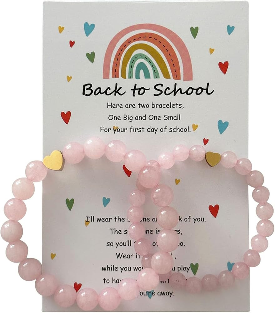 Back to School Bracelets Matching Heart Mommy and Me Wish Strings Bracelet Set First Day of Schoo... | Amazon (US)