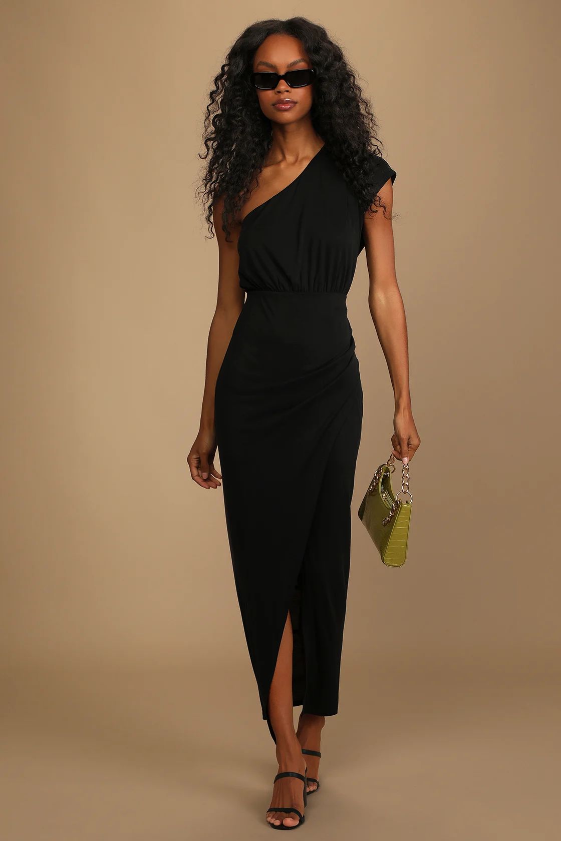 Take Me Out Black One-Shoulder Maxi Dress | Lulus (US)