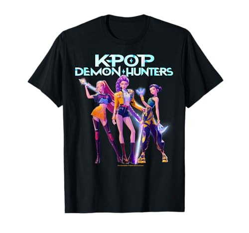 Kpop Demon Hunters Huntr/x Heroic Poses Group Shot T-Shirt | Amazon (US)
