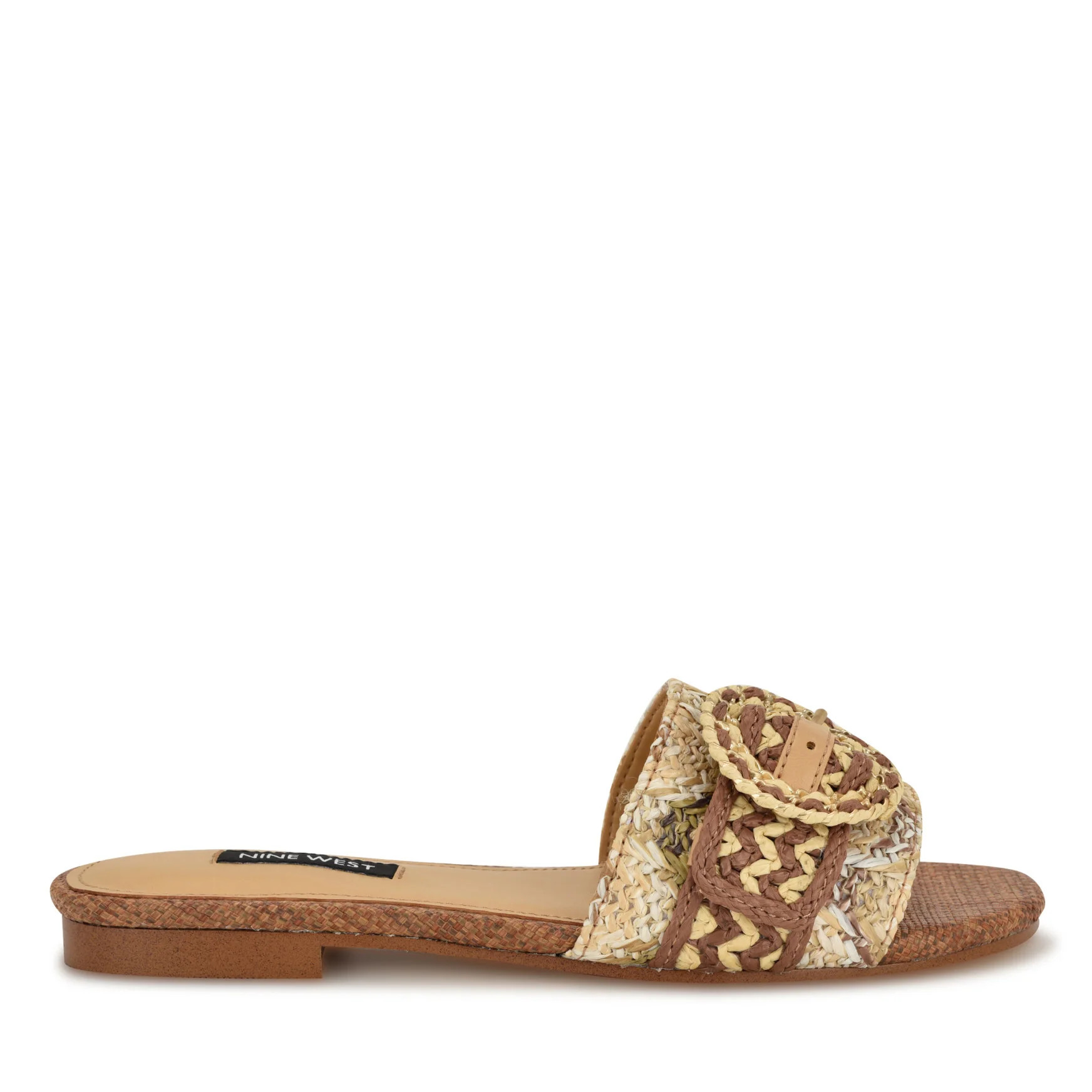 Women's Hohana Flat Slide Sandals - Brown Raffia | Nine West | Nine West (US)