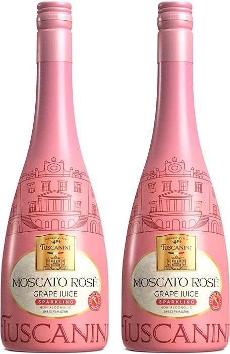 Tuscanini Italian Moscato Rose Sparkling Grape Juice, 25.3oz (2 Pack) | Non Alcoholic Sparkling J... | Amazon (US)