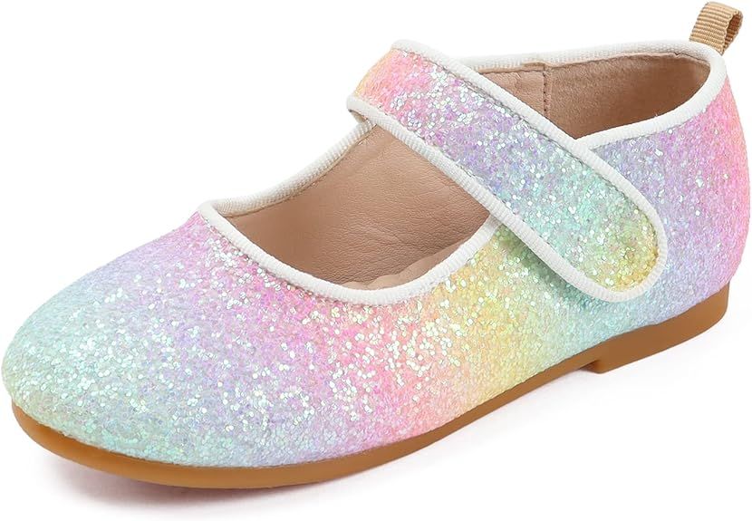 TOZHCITA Rainbow Dress Shoes Girl's Glitter Princess Shoes Toddler Mary Jane Shoes Sparkly Party ... | Amazon (US)