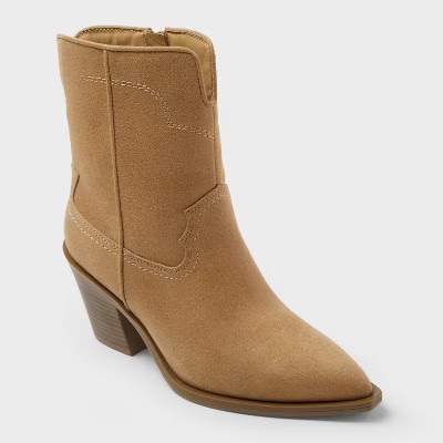 Women’s Dallas Ankle Western Bootie with Memory Foam Insole – Universal Thread™ Tan 7.5 | Target