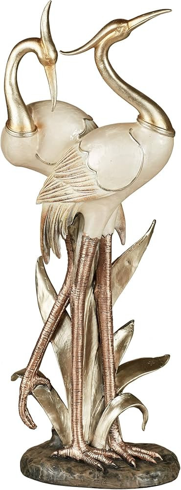 Touch of Class Pretty Pose Double Crane Metallic Table Sculpture - Ivory, Gold, Copper - Bird Fig... | Amazon (US)