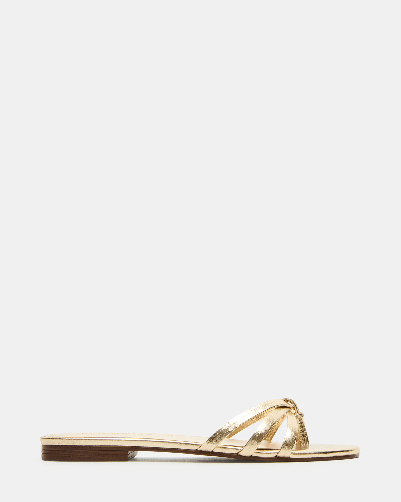 CALISSI Champagne Leather Strappy Women's Slide Sandal | Steve Madden (US)