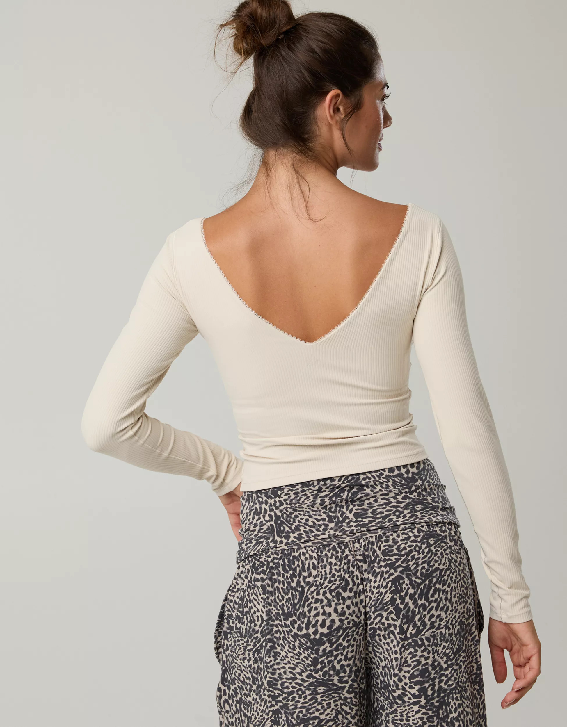 OFFLINE By Aerie Real Me XTRA Rib Open V-Neck T-Shirt | Aerie