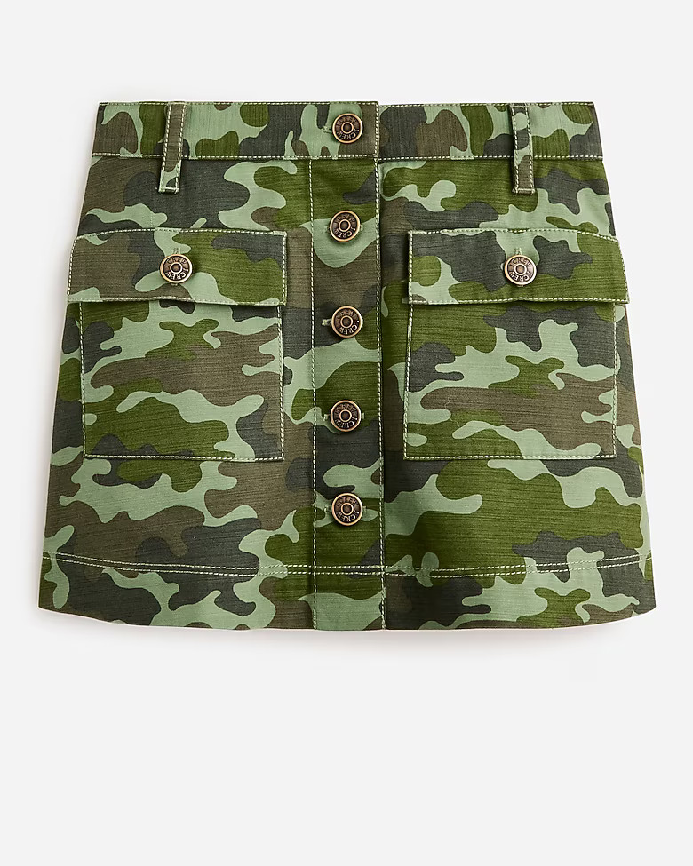 Button-front skirt in camouflage | J. Crew US
