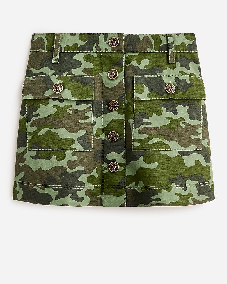 Button-front skirt in camouflage | J.Crew US