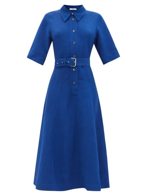Co - Belted Canvas Shirt Dress - Womens - Blue | Matches (US)