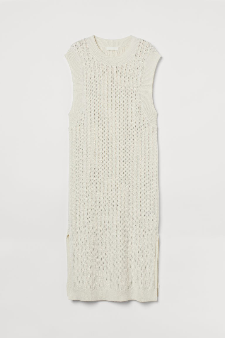 H & M - Pointelle-knit Dress - White | H&M (US + CA)