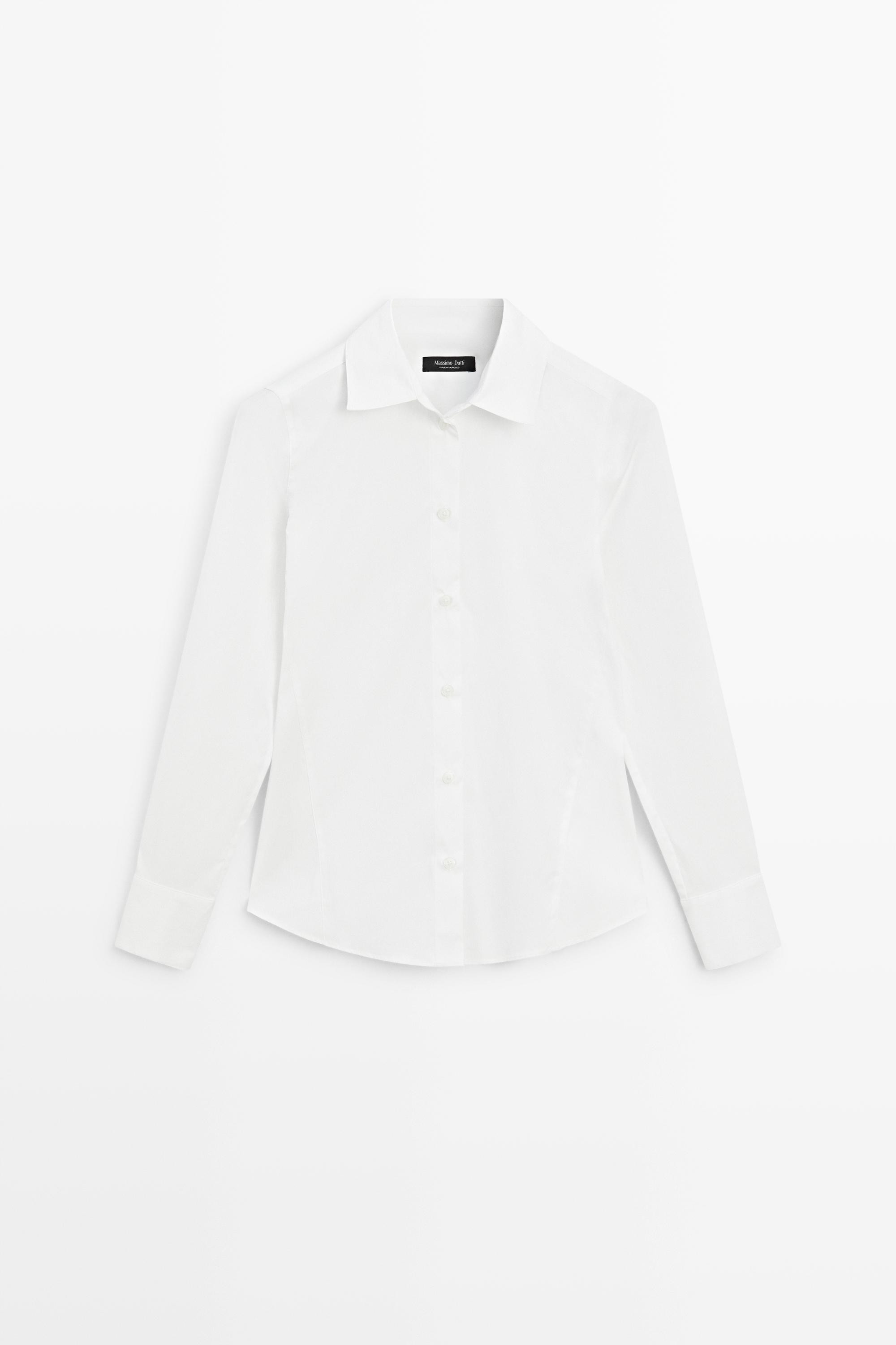 Cotton blend poplin shirt | Massimo Dutti UK