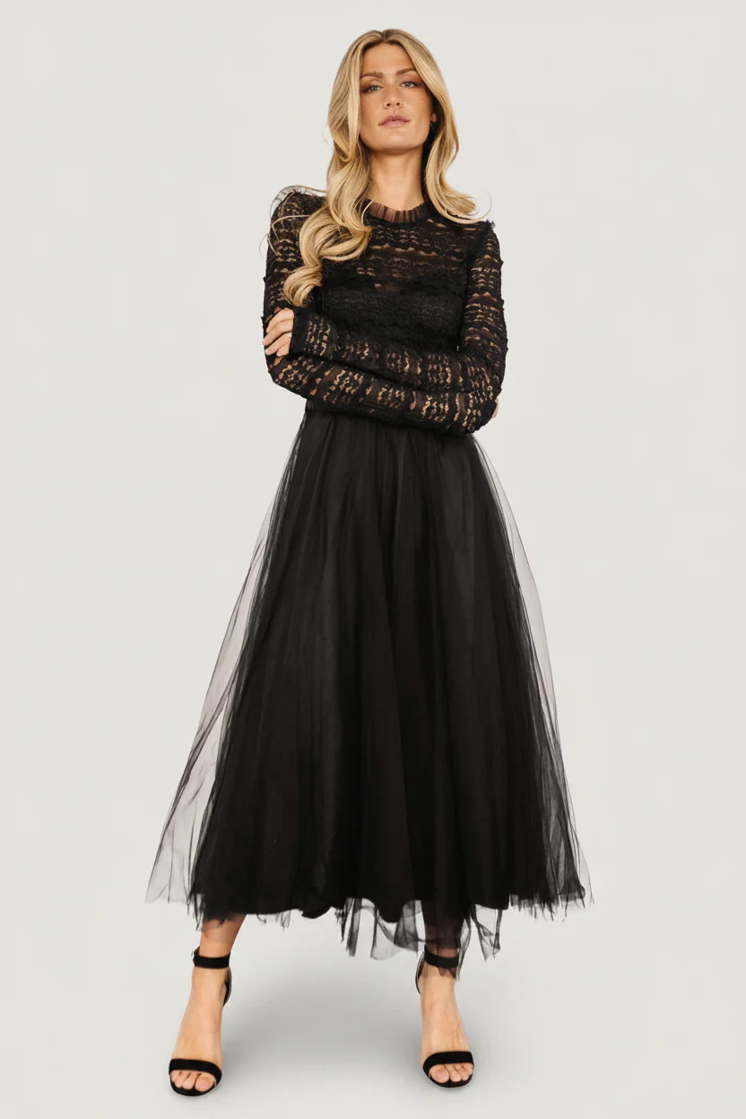 Lonnie Tulle Dress — Lace Bodice, Black | Baltic Born | Baltic Born