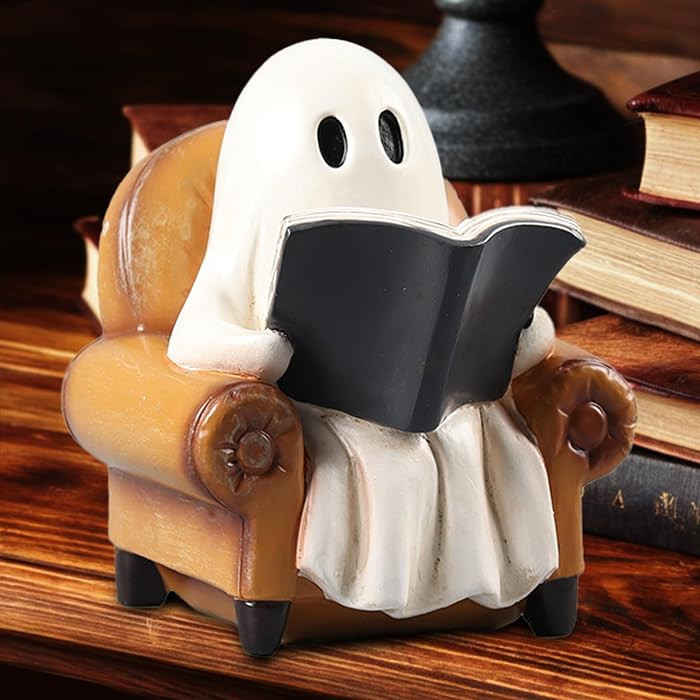 Halloween Decorations Indoor Ghost Reading Book Figurines Ghost Decor Book Lovers Gifts Vintage T... | Amazon (US)