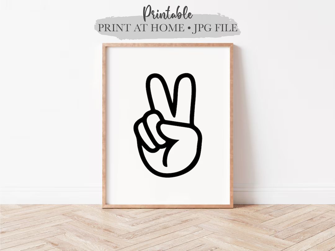 Peace Hand Sign Playroom Printable Wall Art Shared Room - Etsy Australia | Etsy (AU)