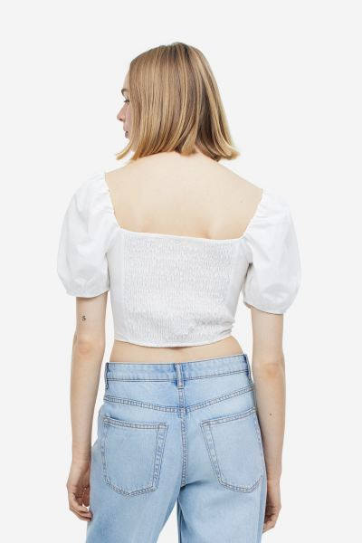 Puff-sleeved cropped blouse | H&M (UK, MY, IN, SG, PH, TW, HK)