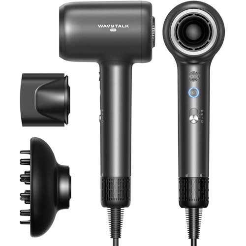 Hair Dryer, Wavytalk Turblow Pro Fast Drying Blow Dryer with Diffuser, High Speed Hair Dryer with 110,000 RPM, Pro Negative Ions for Reduces Damage, Frizz Smoothing, 3 Speeds & 3 Temps, Matte Grey | Amazon (US)