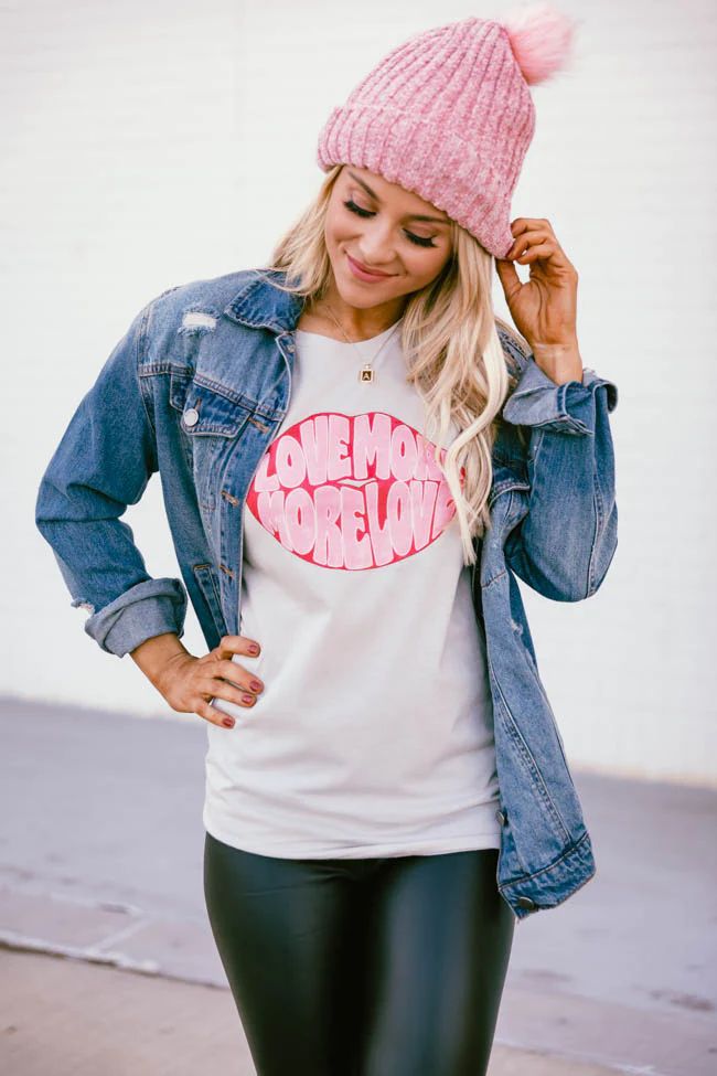 Love More, More Love Graphic Heather Dust Tee | The Pink Lily Boutique