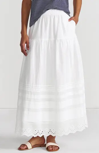 Voile Tiered Eyelet Maxi Skirt | Nordstrom