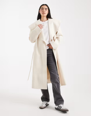 Miss Selfridge formal wrap coat in cream | ASOS | ASOS (Global)