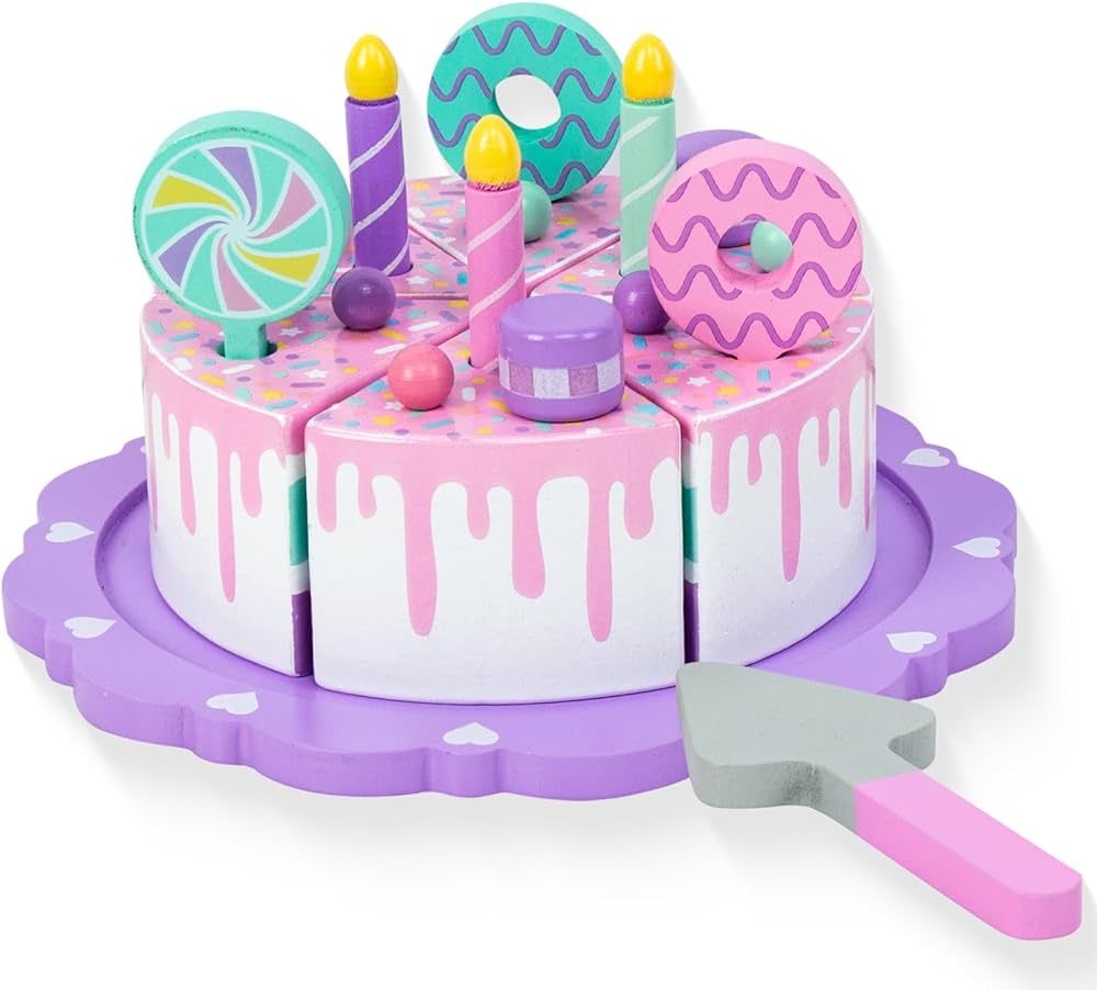 Toddler Cake Toys for Toddlers 1-3,Wooden Pretend Play Food Fake Birthday Cake,Tea Party Learning... | Amazon (US)